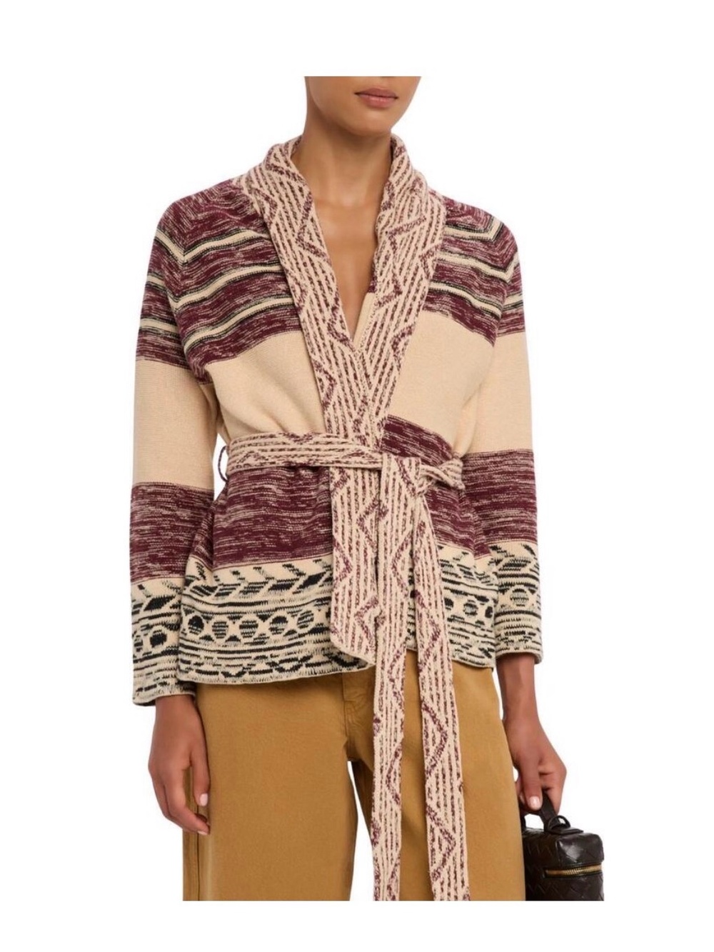 The Great riding Marled Burgundy & Cream Shawl Cardigan Sweater
